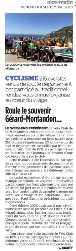 Rassemblement Vélo Club 30 Aout 2026